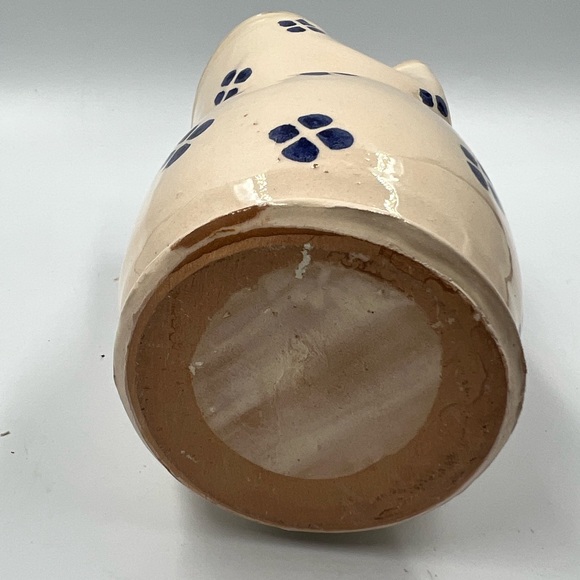 Hand Turned Country White Pottery Pitcher with Bluel Design - Picture 4 of 5